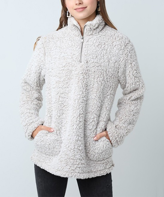 Avenue Hill Women's Fleece Jackets SAND - Sand Pocket Pullover - Women | Zulily