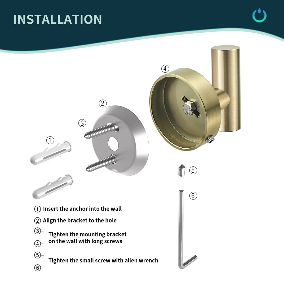 Wall Mounted Towel Hook (Set of 2) WW0219G-2 | Wayfair North America