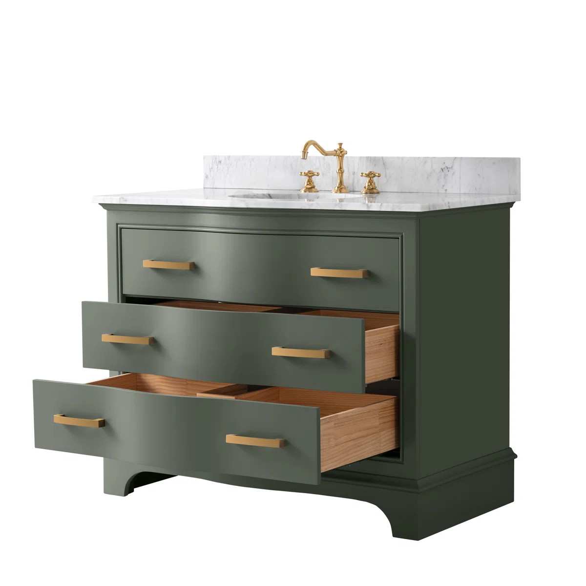 Goleta 42" W Solid and Manufactured Wood Single Bathroom Vanity with Marble Top | Wayfair North America