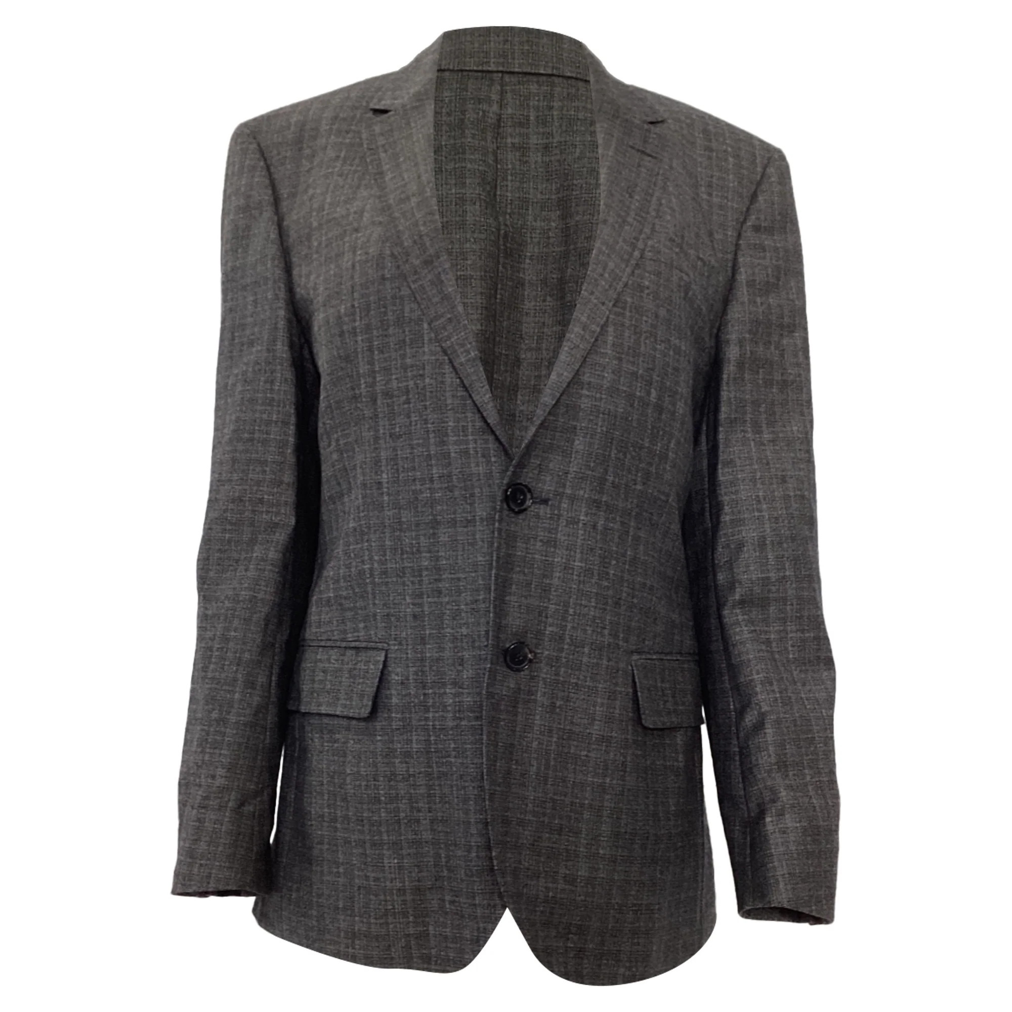 Boss by Hugo Boss Plaid Single-Breasted Blazer in Grey Wool | Shop Simon