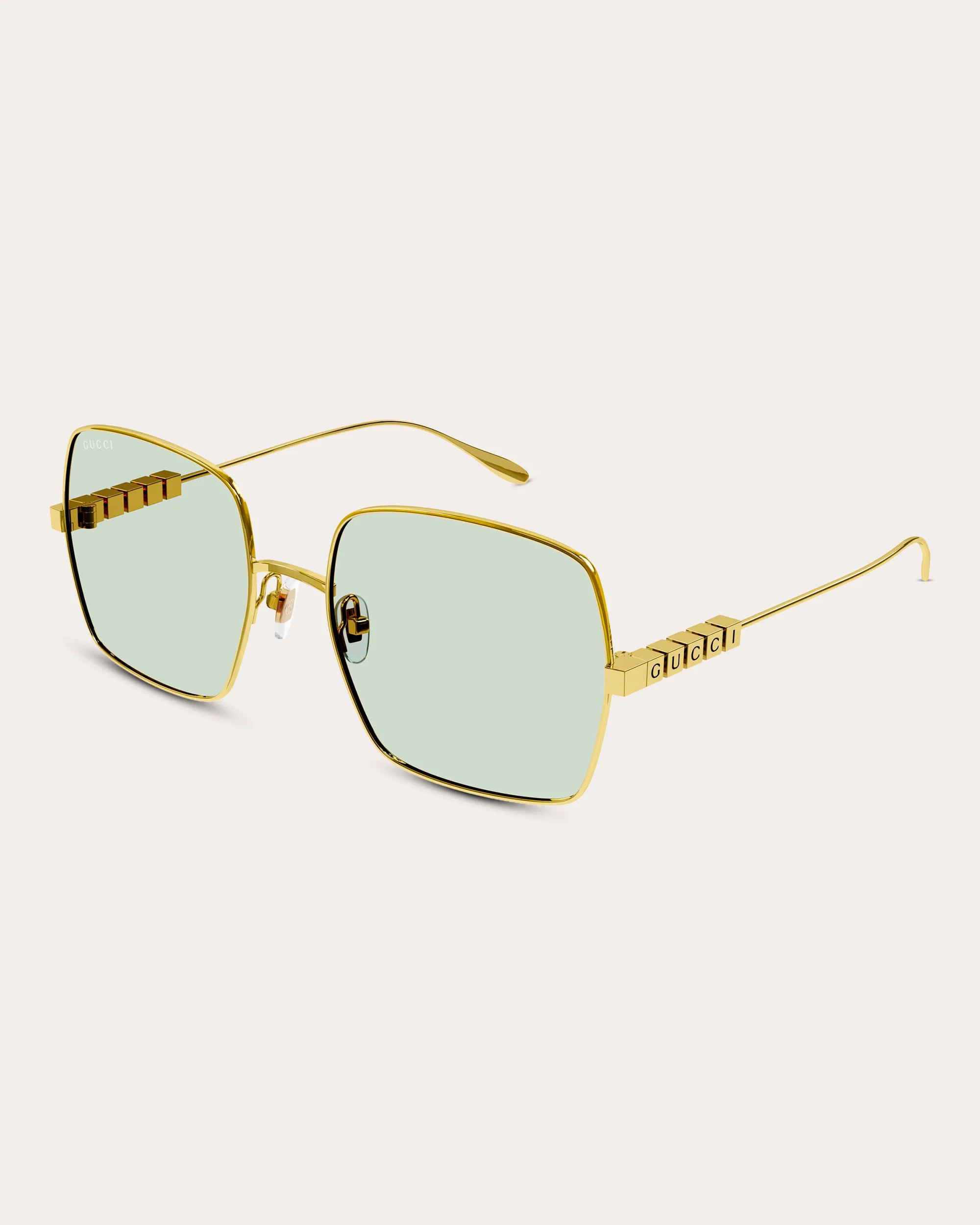Gucci Women's Goldtone Square Sunglasses in Yellow Gold/green Metal | Olivela