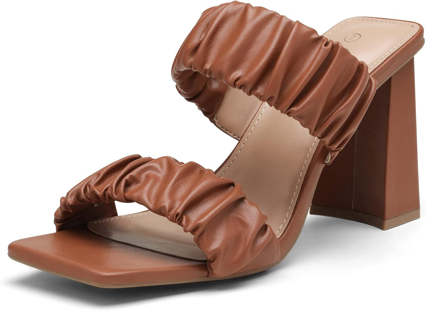 DREAM PAIRS High Heels Chunky Block Square Toe Heels for Women Slip On Mules Open-Toe Strap Pumps Sa | Amazon (US)