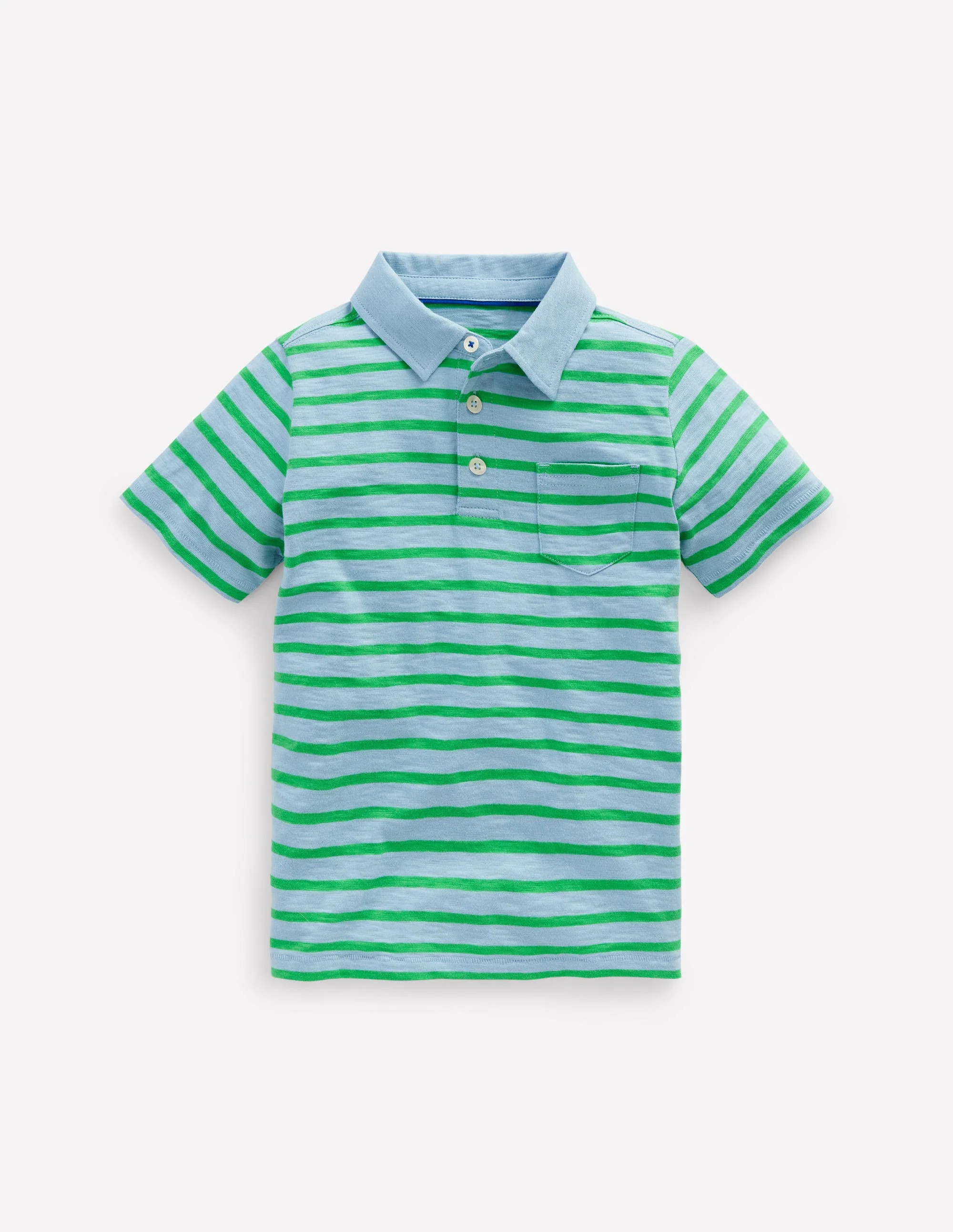 Slub Polo Shirt-Sky Blue/ Sapling Green | Boden (US)