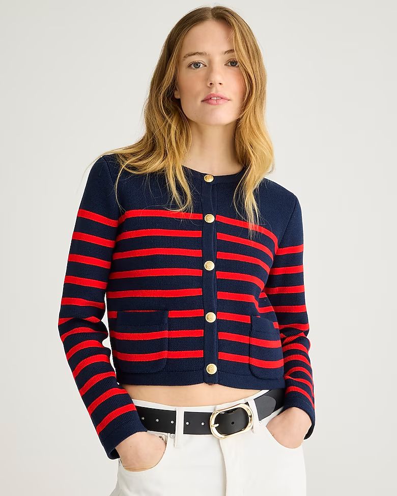 Shop this looktop rated4.7(693 REVIEWS)Emilie sweater lady jacket in stripe$94.50$138.00 (32% Off... | J.Crew US