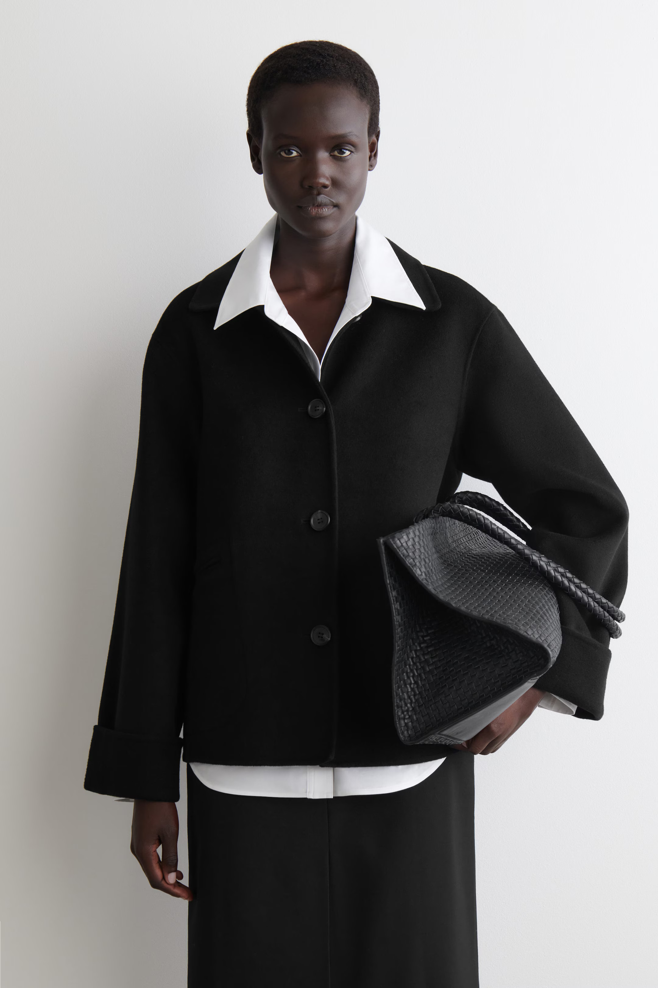 DOUBLE-FACED WOOL SHORT JACKET - BLACK | COS US | COS (US)