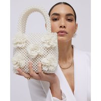 River Island White Pearl Corsage Grab Bag | River Island UK & IE