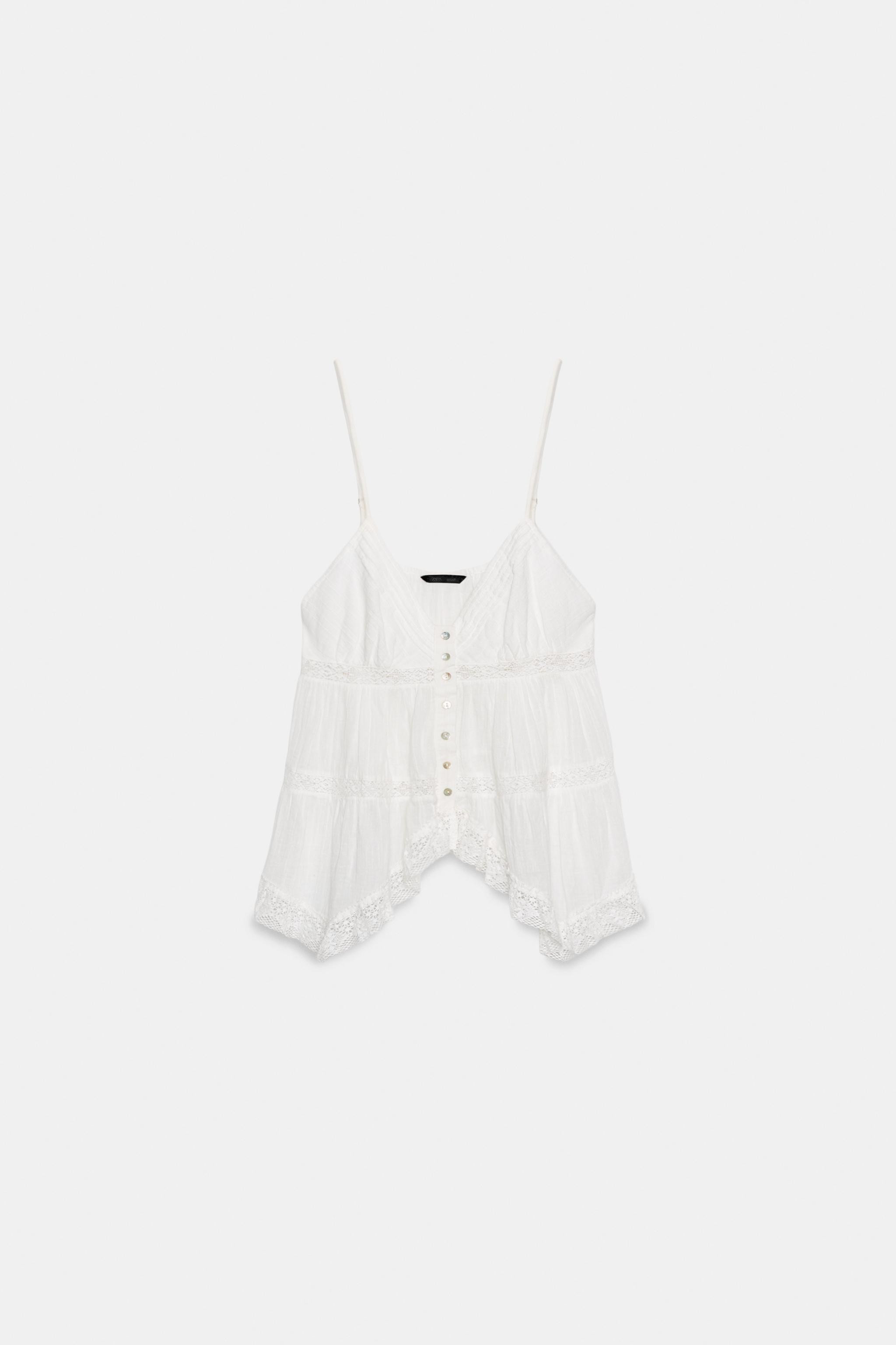 EMBROIDERED STRAPPY TOP | Zara UK