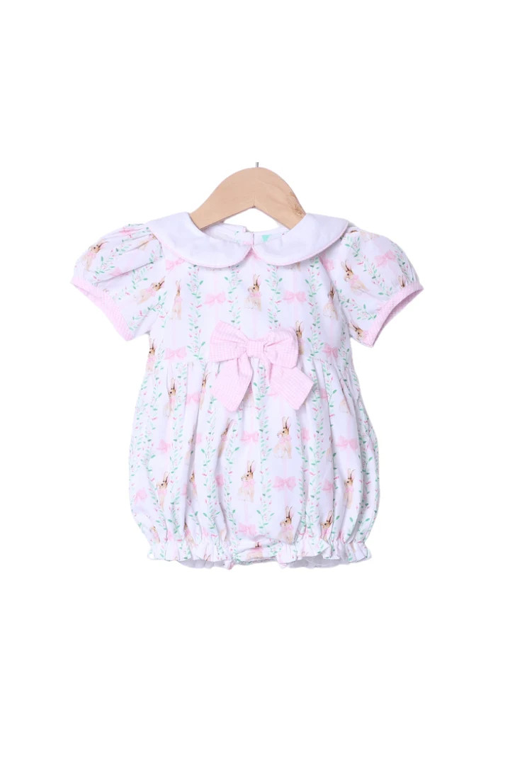 Floral Bunny Bow Bubble | The Smocked Flamingo