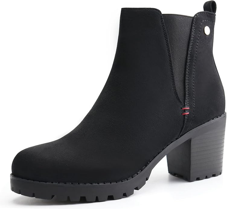 JABASIC Women Casual Ankle Booties Block Heel Slip On Chelsea Boots | Amazon (US)