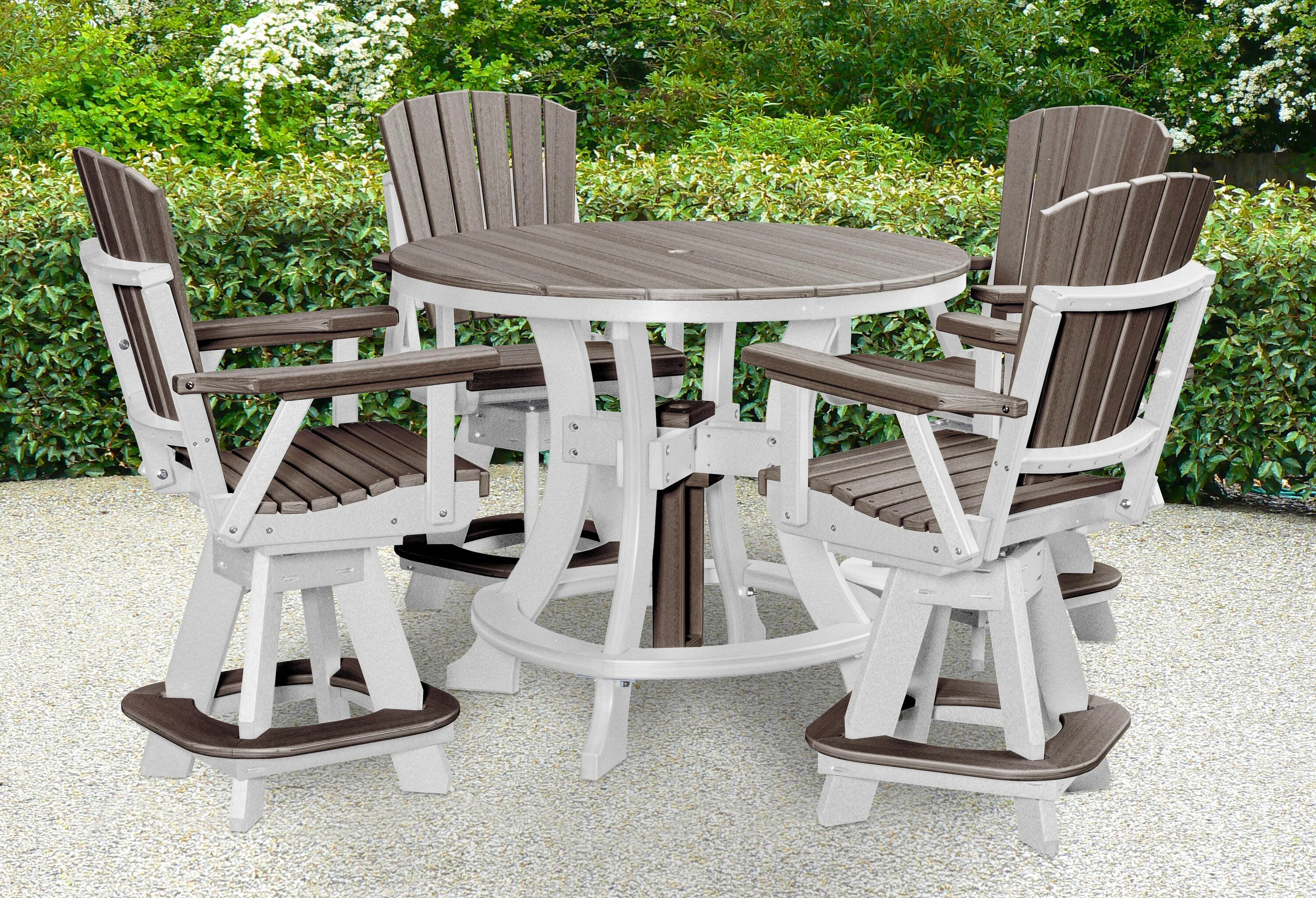 American Furniture Classics Adirondack 5 -Piece White Counter height HDPE Round Table with 4 Swivel Chairs one_size | CR130CGWT-K | Lowe's