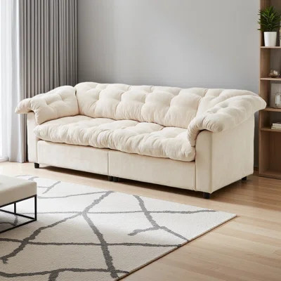 94.8" Chenille Modern Comfort Deep Seat Sofa, Upholstered Fluffy Cloud Sofa Suitable For Living Rooms, Bedrooms, Offices And Apartments | Wayfair North America