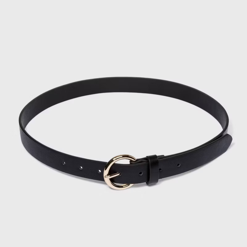 Women's Round Buckle Belt - A New Day™ Black L | Target