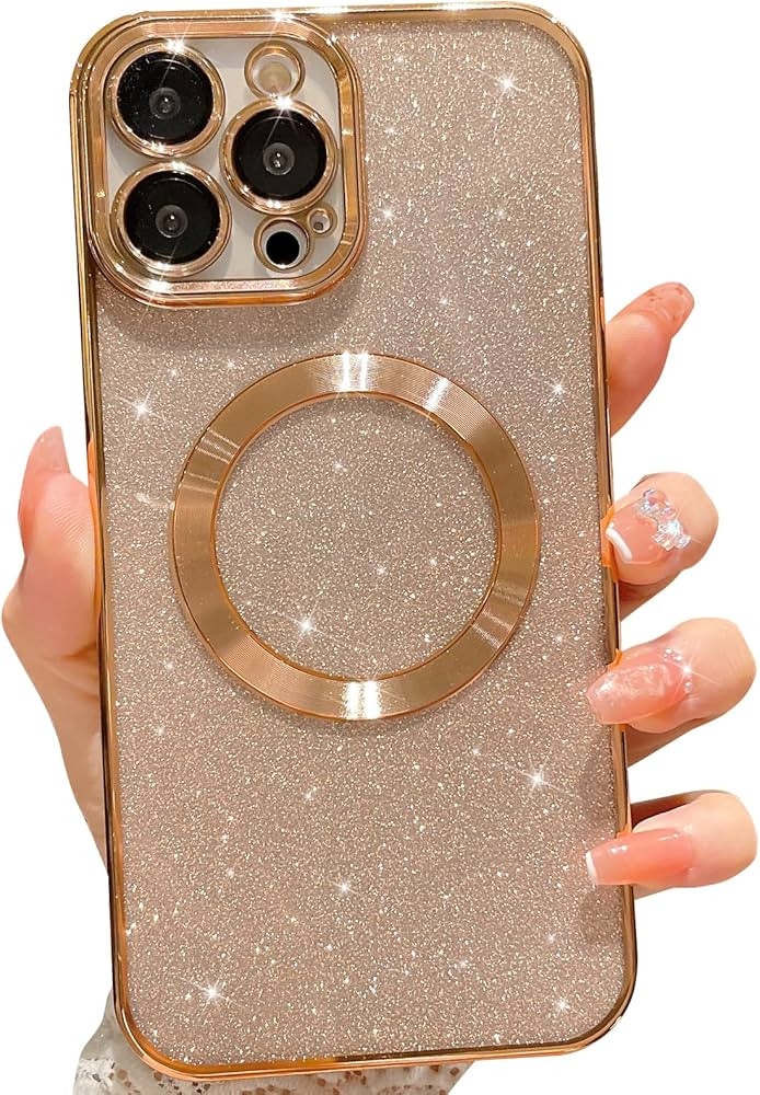 MGQILING Compatible with iPhone 15 Pro Max Magnetic Glitter Case, Luxury Plating Cute Bling Clear... | Amazon (US)