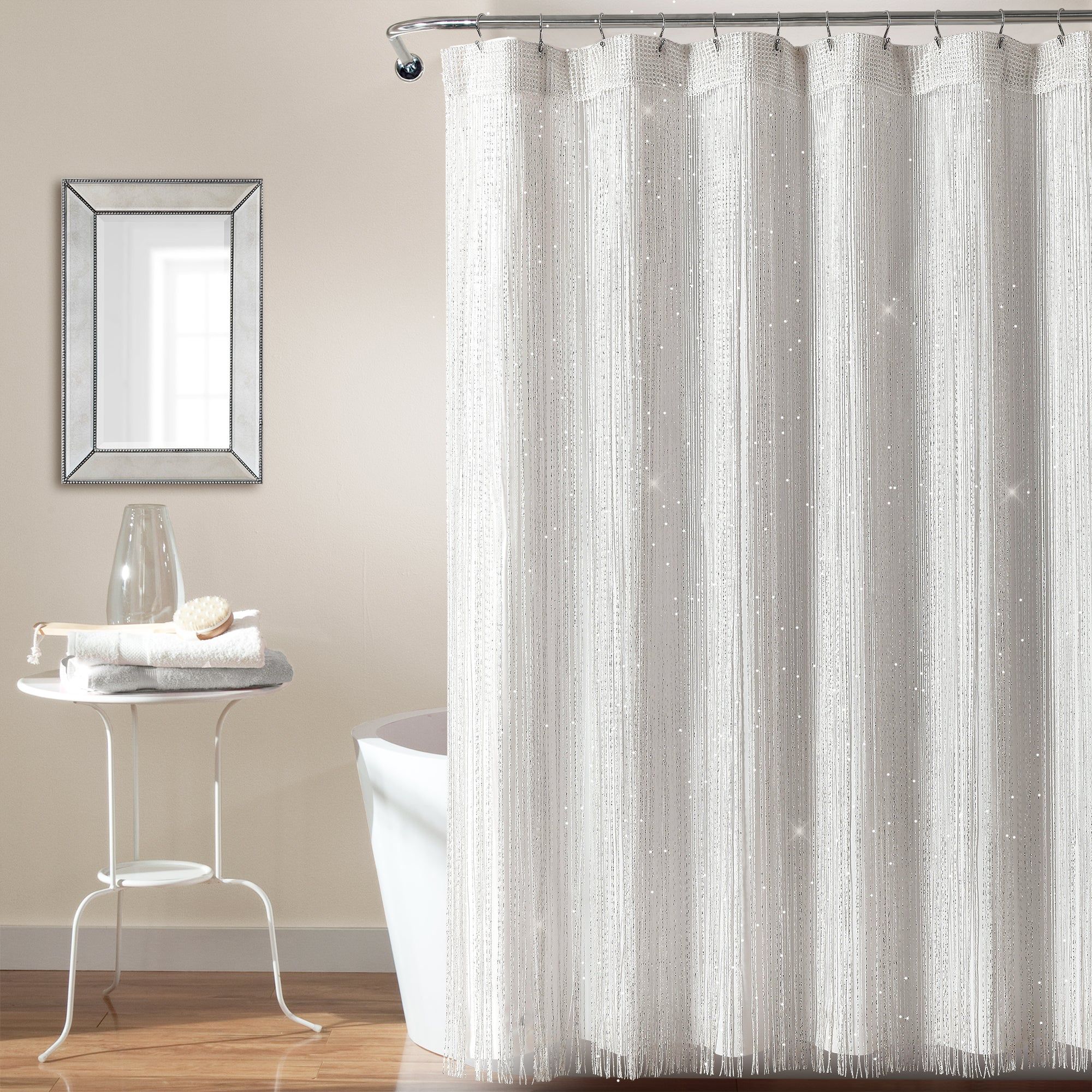 Night Sky String Thread With Peva Lining Shower Curtain Set | Lush Decor