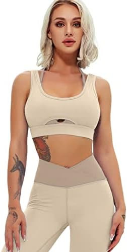 QINSEN Workout Outfits for Women 2 Piece Cross Front Straps Sport Bra GMY Fitted Tummy Control Le... | Amazon (US)