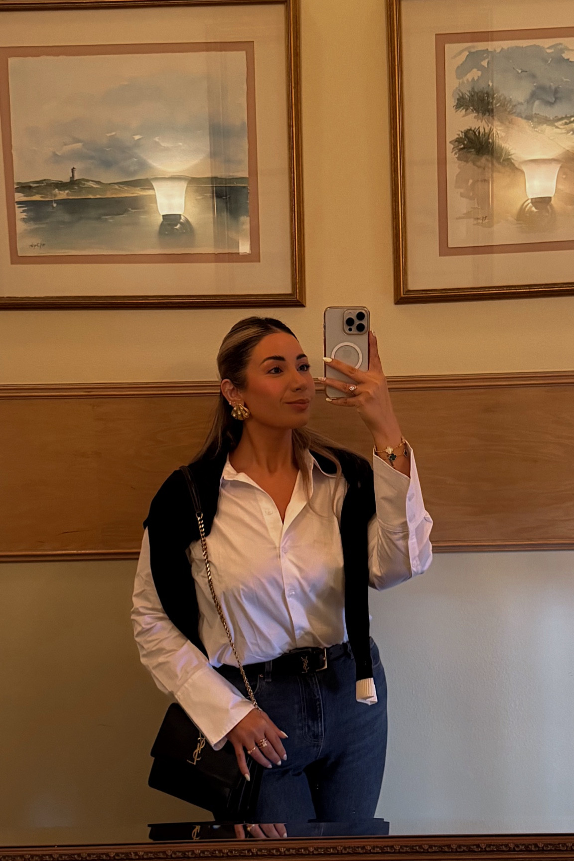 Crisp white shirt with cardigan & jeans 

#LTKFindsUnder100 #LTKShoeCrush #LTKStyleTip