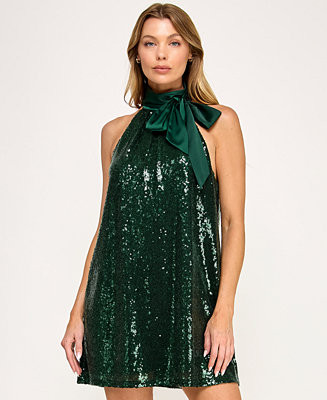 SENI & CADE Juniors' High Neck Trapeze Mini Dress - Macy's | Macy's