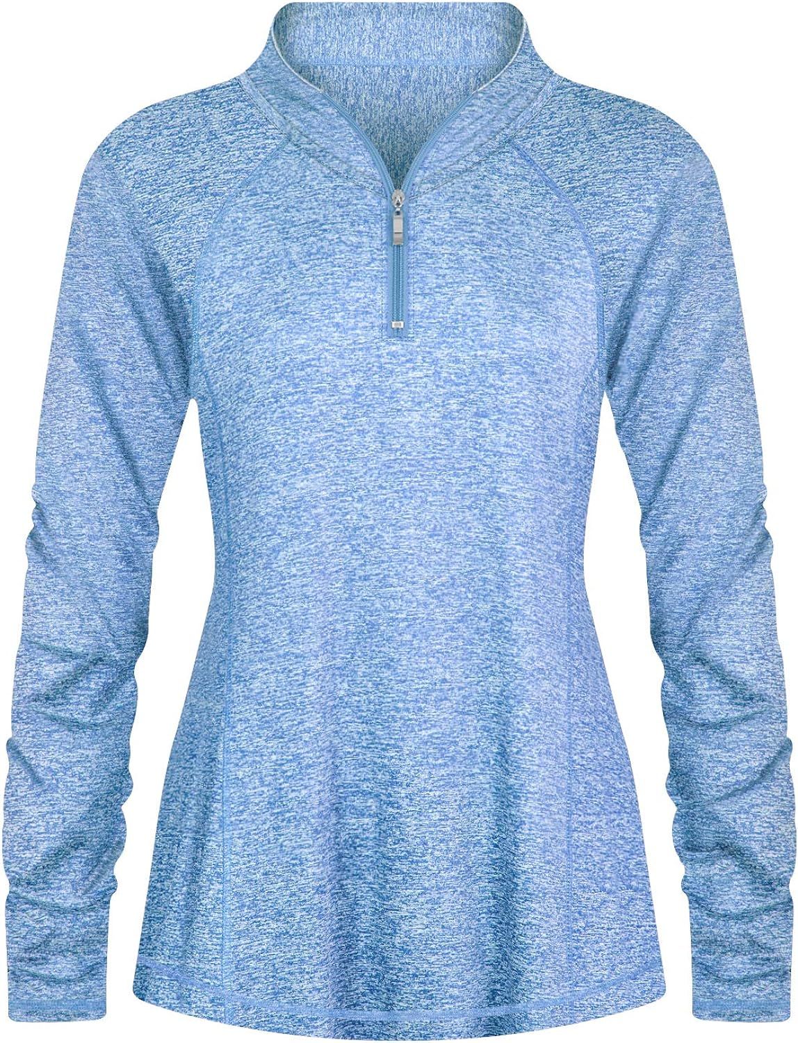 Luranee Womens Long Sleeve 1/4 Zip Pullover Athletic Hiking Running Workout Tops | Amazon (US)