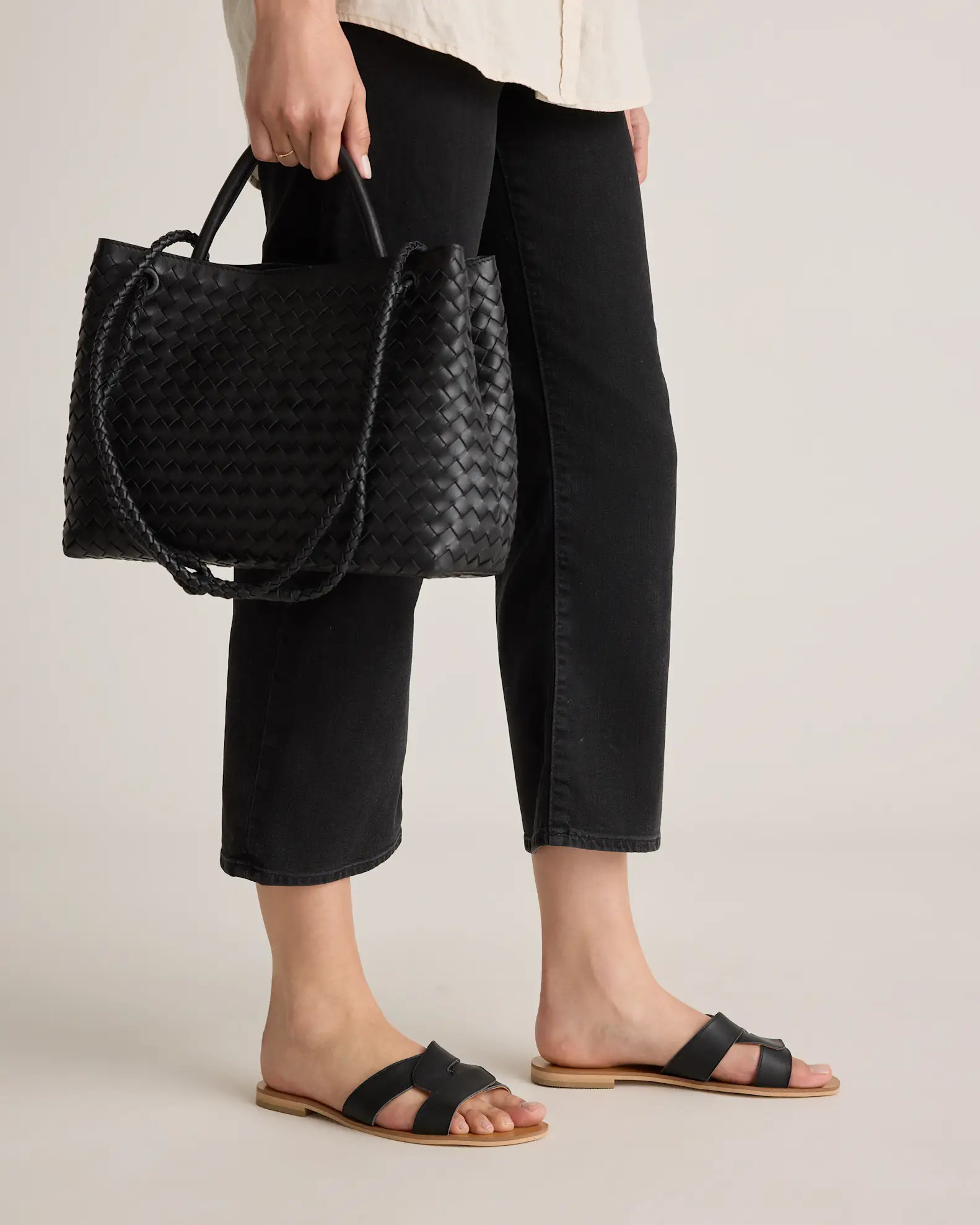 Italian Leather Cutout Slide Sandal | Quince