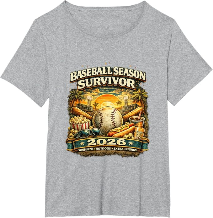 Baseball Season Survivor 2026 Funny Fan Vintage Sunset T-Shirt | Amazon (US)