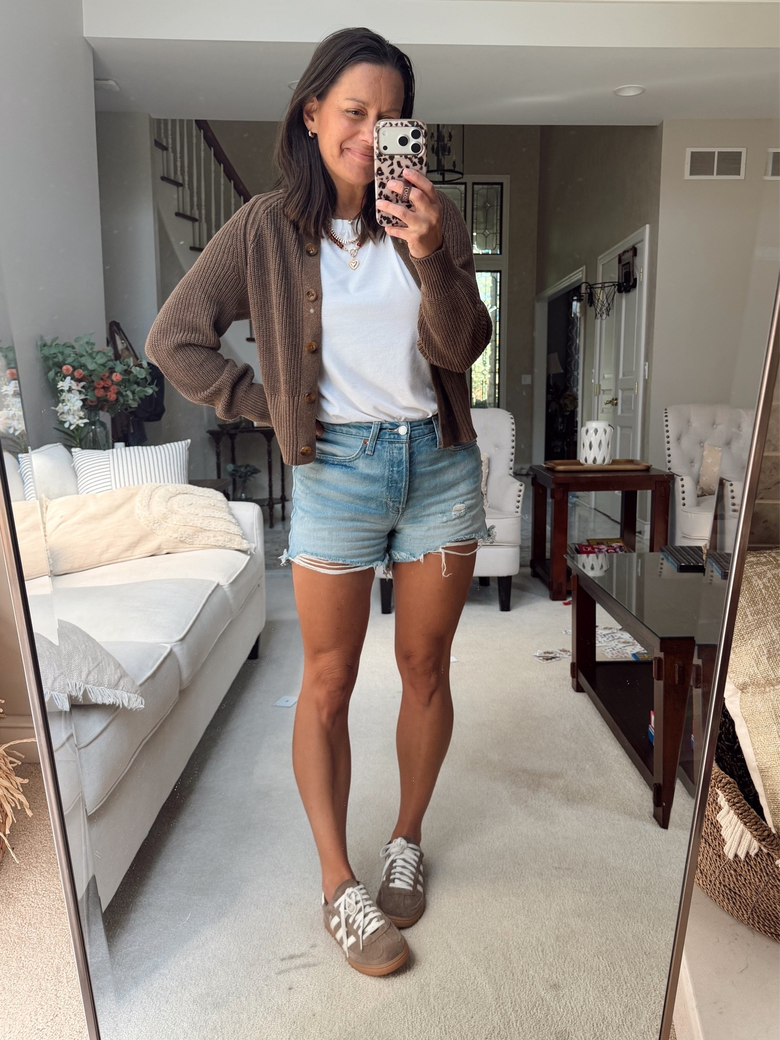 Mom outfit of the day! Cardigan is from target and runs true to size. Tank is from Amazon and run shoe size. I’m wearing a small both! 

￼

#LTKmomlife #LTKOver40 #LTKootd