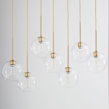 Sculptural Glass 7-Light Globe Chandelier - Clear | West Elm (US)