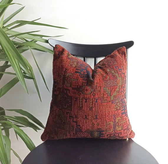 Terracotta Red Turkish Kilim Pillow Cover Kilim Pillow Lumbar - Etsy | Etsy (US)