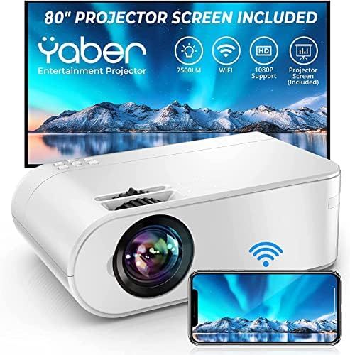 YABER Mini WiFi Projector,Projector Screen Included,7500L Support 1080P Full HD Portable Projecto... | Amazon (CA)