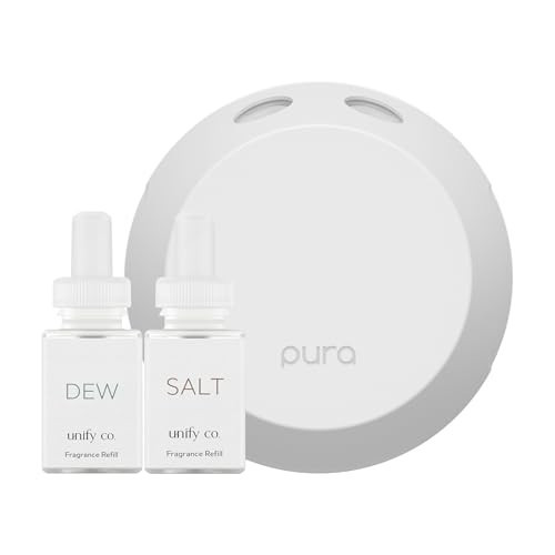 Pura Smart Home Fragrance Device Starter Set - Pura 4 - Scent Diffuser for Home - Includes Fragrance Aroma Diffuser - Square Box, Dew and Salt Scent Refills | Amazon (US)