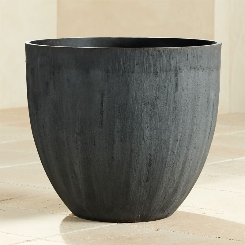 Castino Large Charcoal Modern Outdoor Stone Planter + Reviews | CB2 | CB2