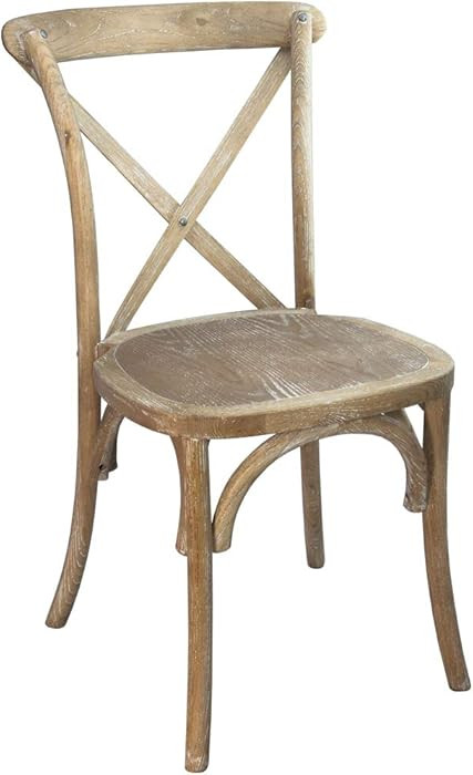 EMMA + OLIVER 2-Pack Wooden X-Back Dining Chair - Natural White Grain Natural Finish | Amazon (US)