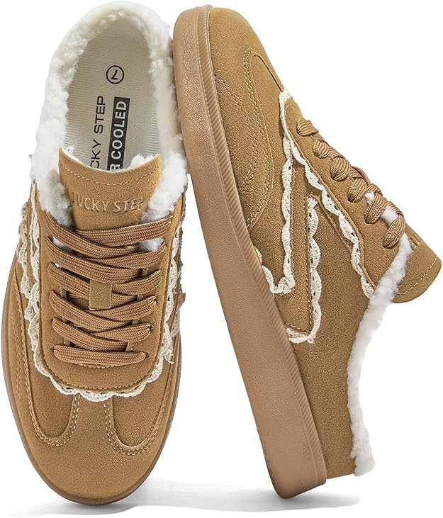 LUCKY STEP Women’s Mule Fashion Sneakers Slip On Backless Walking Shoes Winter Retro Comfy Casu... | Amazon (US)