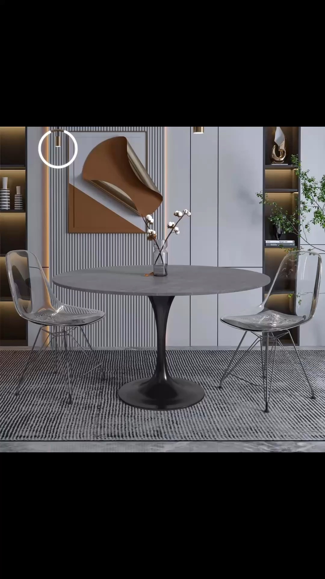 Heatherton 48" Round Dining Table with Sintered Stone Top and Black Steel Pedestal Base Kitchen Table Seats 2-6 Person

#LTKMothersDay #LTKxMadewell #LTKselfcare