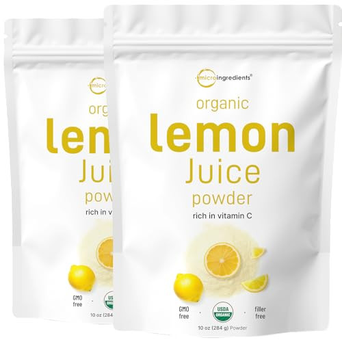 2 Pack Micro Ingredients Organic Lemon Juice Powder, 10 Ounce, Rich in Natural Vitamin C (Immune Vitamins) for Immune System, Great Flavor for Drinks, Smoothie & Beverages, Vegan | Amazon (US)