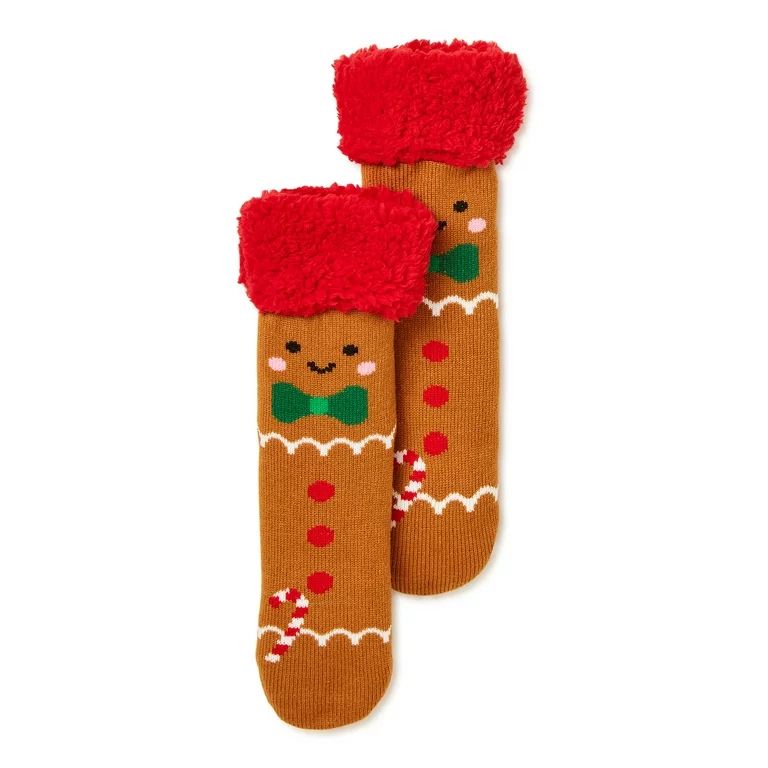 Holiday Women's Long Cozy Warmer Gingerbread Slipper Socks, 1-Pack | Walmart (US)