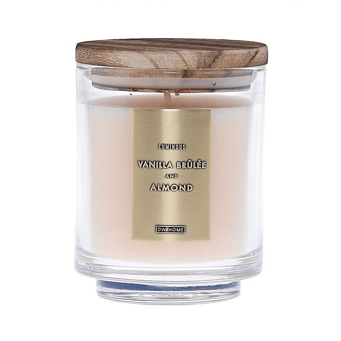 DW Home Vanilla Brulee and Almond Wood-Accent 10 oz. Jar Candle in Ivory | Bed Bath & Beyond | Bed Bath & Beyond
