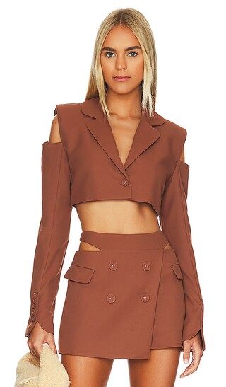 Alysa Crop Blazer in Brown | Revolve Clothing (Global)