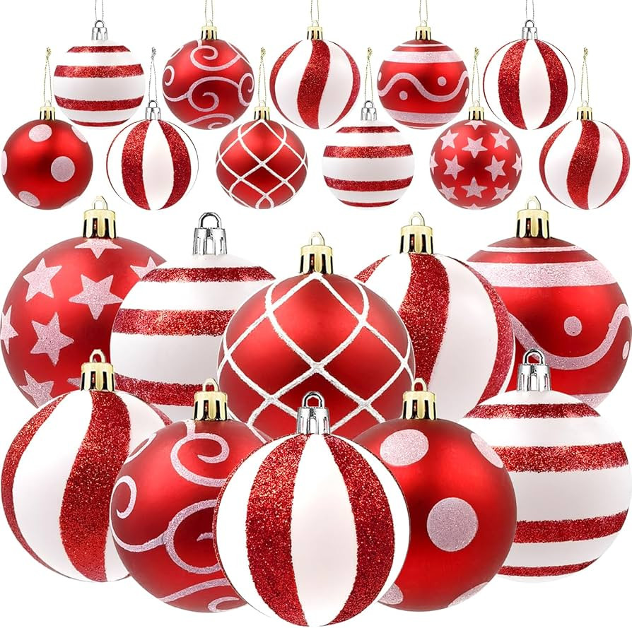 24Pcs Christmas Peppermint Candy Ornaments Christmas Candy Cane Hanging Balls Christmas Peppermin... | Amazon (US)