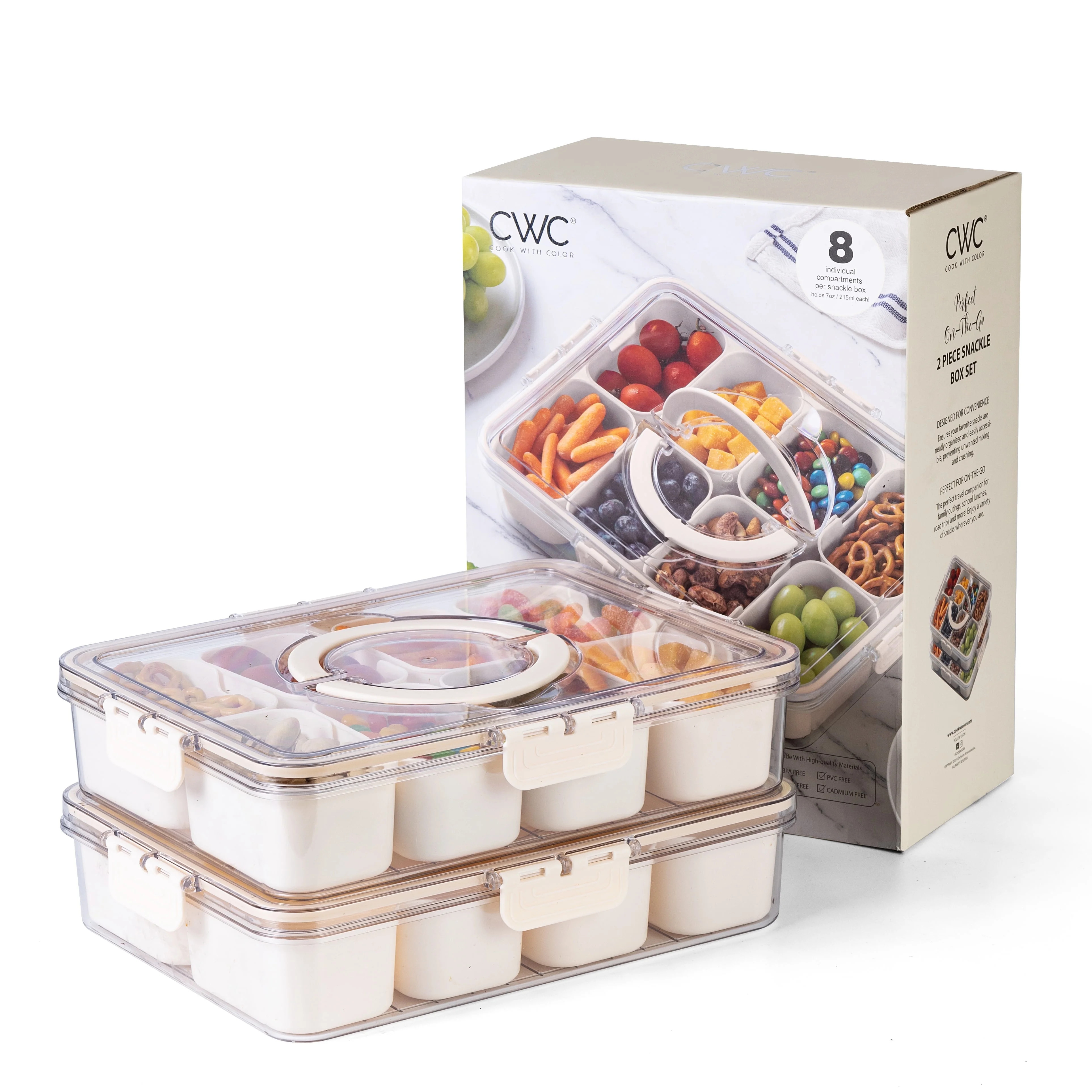 COOK WITH COLOR Snackle Box for Kids Lunch Box and Snack Container, Cream, 2-Pack - Walmart.com | Walmart (US)