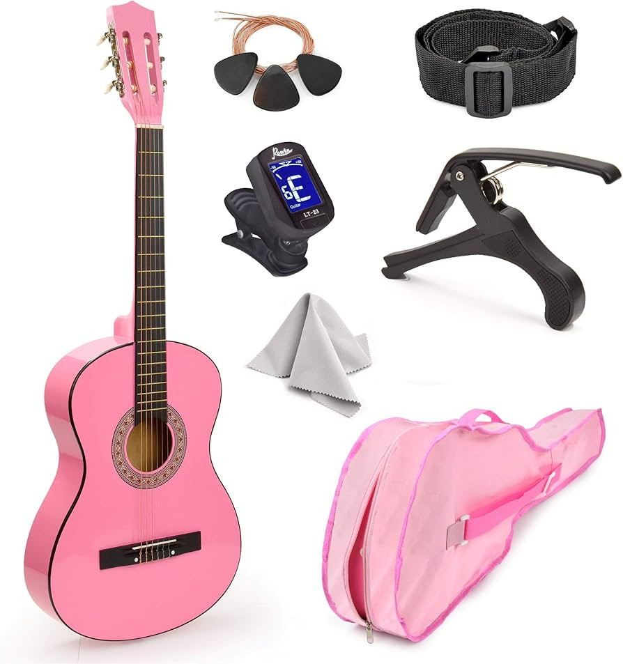 30" Wood Classical Guitar with Case and Accessories for Kids/Girls/Boys/Beginners (Pink) | Amazon (US)