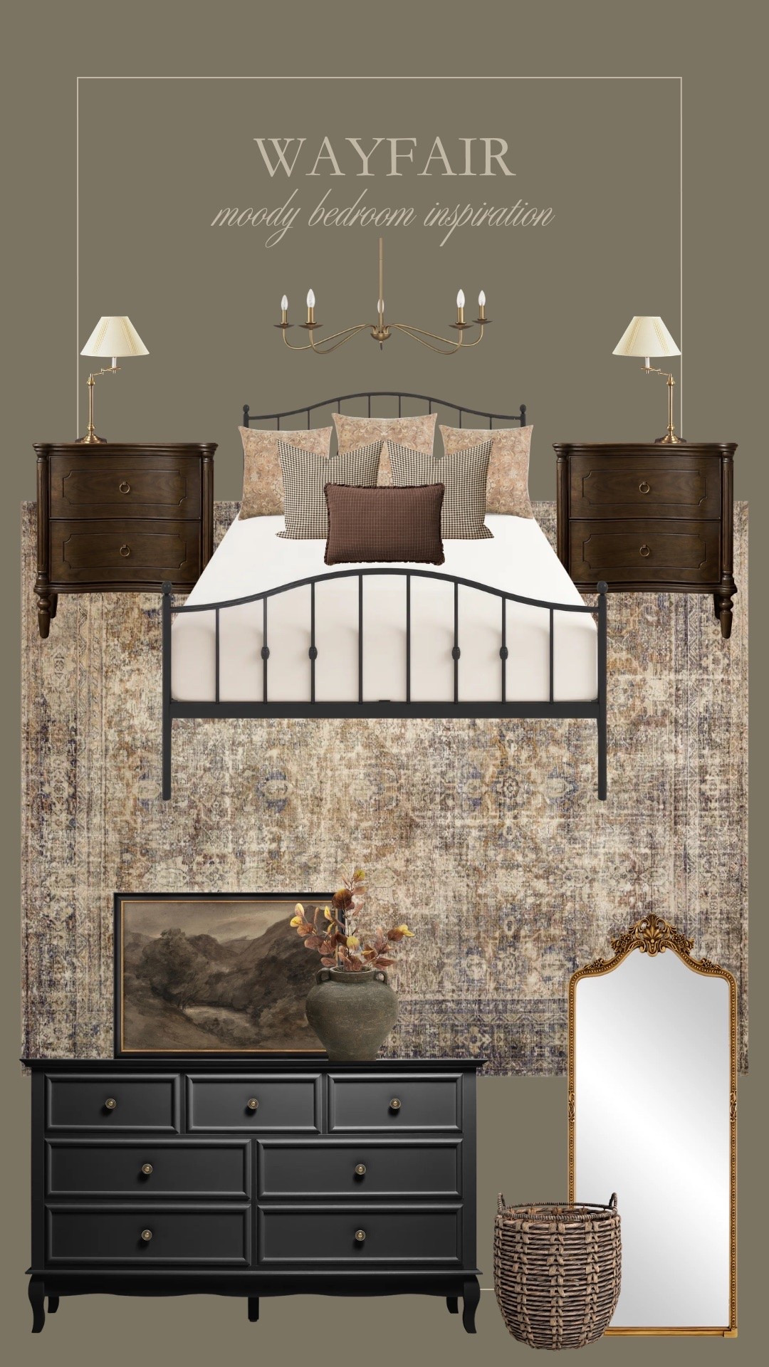 Wayfair moody bedroom inspiration 🖤 I’m loving these cozy nightstands and gold table lamps, and this pretty piece of artwork. These would all be such great finds for a fall refresh! 🍂🍁🤎

#LTKHome #LTKSeasonal