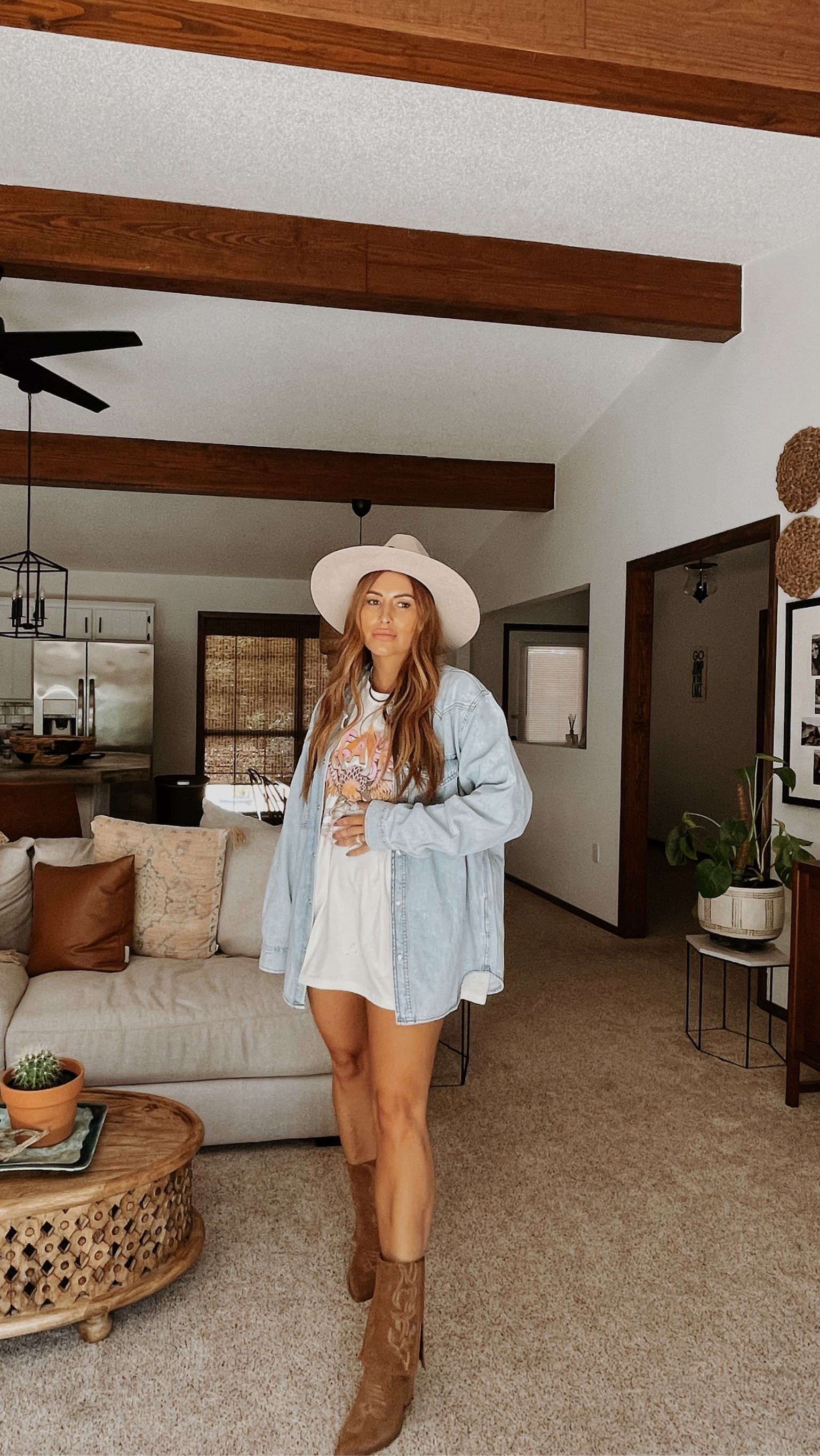 Concert outfit, country, western, denim shacket, booties, graphic tee, cowboy hat

#LTKshoecrush #LTKfindsunder50 #LTKstyletip