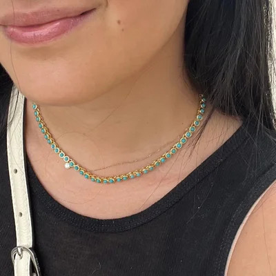 Nina Semi-Precious Necklace - Gold/Turquoise | BaubleBar