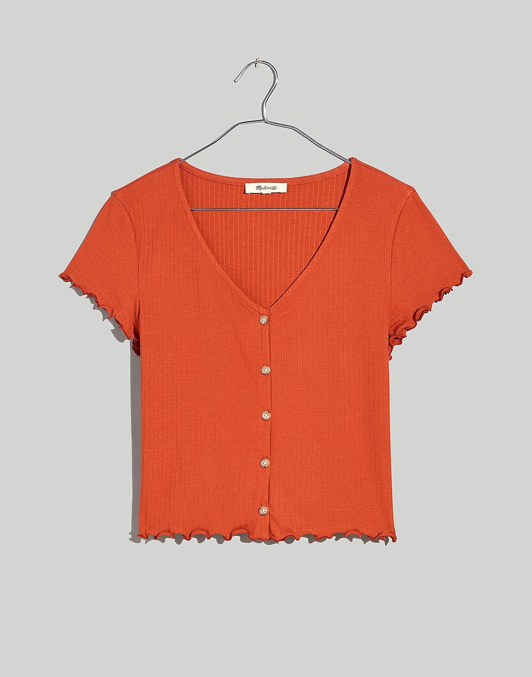 Ribbed Button-Front V-Neck Tee | Madewell