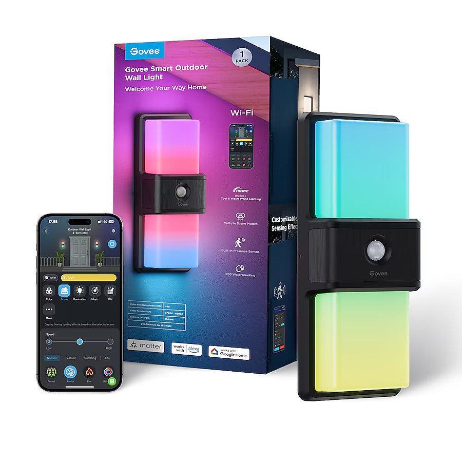 Govee Outdoor Smart Wall Light 13.46-in H Multiple finishes Aluminum Hardwired Motion Sensor Dusk... | Lowe's