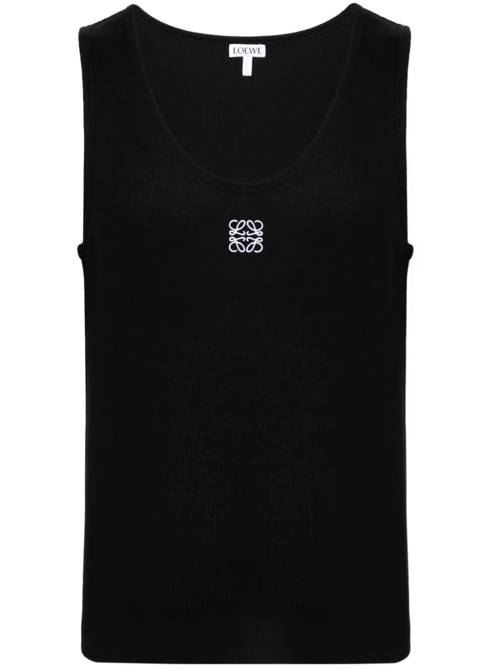 LOEWE Anagram-embroidered ribbed cotton tank top - Black | Farfetch Global