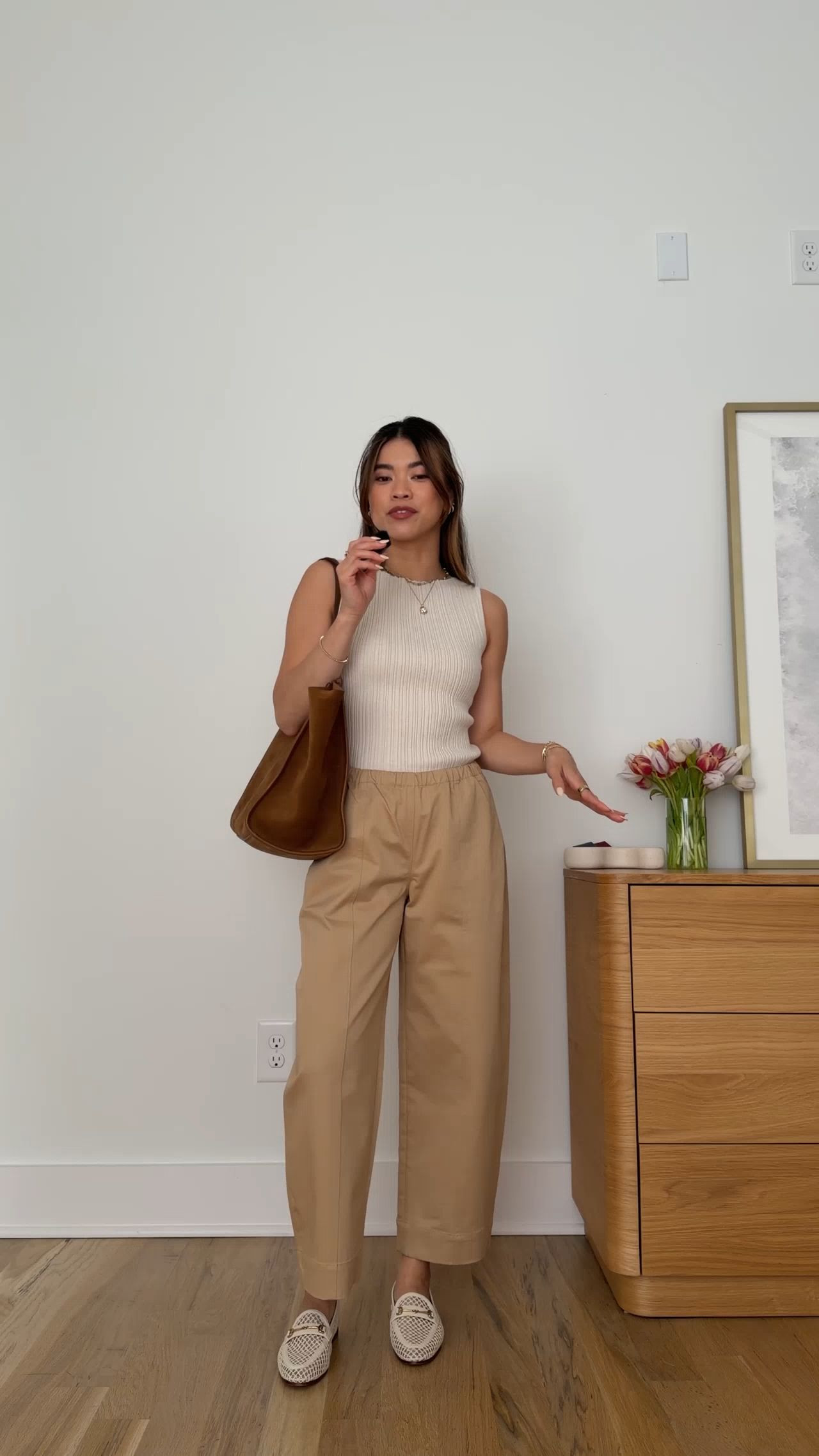 Sizing info:
•Top size XS
•bottoms size 2XS in hourglass tan 

petite fashion, get dressed with me, outfit inspiration, ootd, nashville outfit, Nashville influencer, petite style, vacation style, casual outfits, mom style, petite pants, spring outfits, spring outfit info, spring pants, spring outfit idea, spring top, spring bag, spring shoes, 
 @Aritzia 

 @Quince 

#LTKPetite #LTKSeasonal #LTKootd