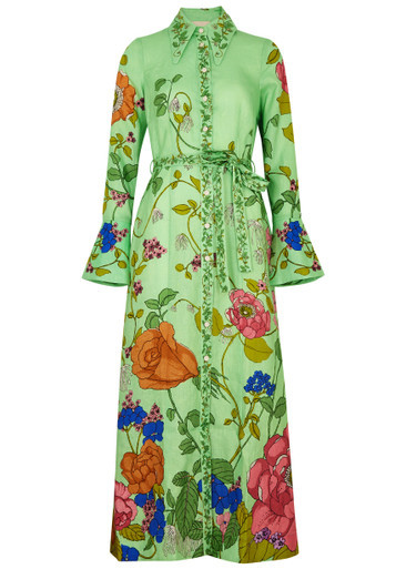 Olivia floral-print linen maxi shirt dress | Harvey Nichols (Global)