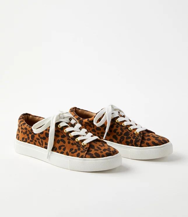 Leopard Print Lace Up Sneakers | LOFT