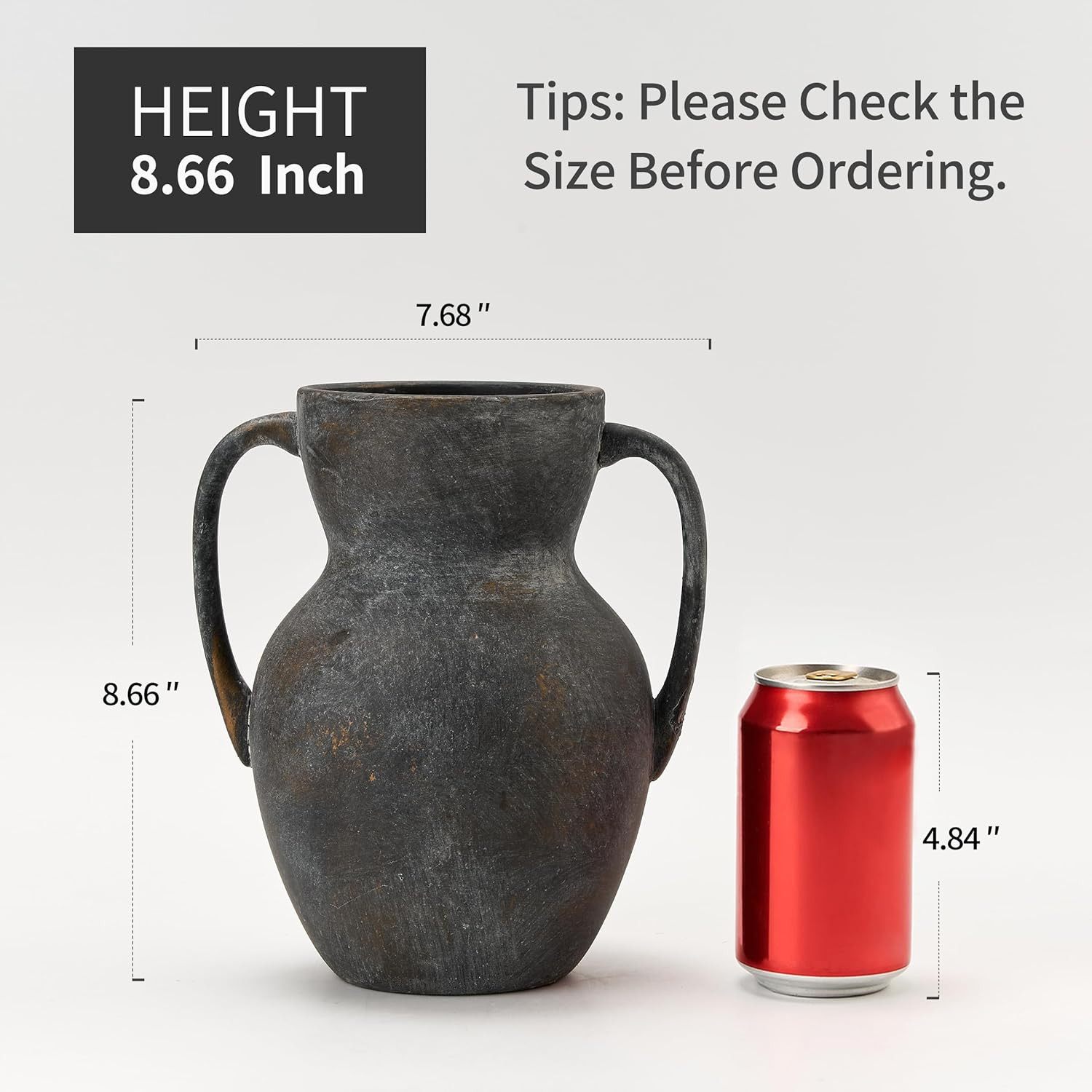 Antique Ceramic Rustic Vase with 2 Handles, Farmhouse Round Flower Vase, Vintage Terracotta Vases... | Amazon (US)